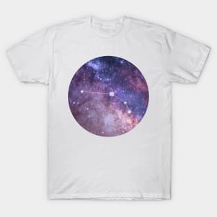 Aries Sign in the Dark Pink Starry Night Sky T-Shirt